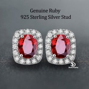 925 Sterling Silver Genuine Ruby Stud